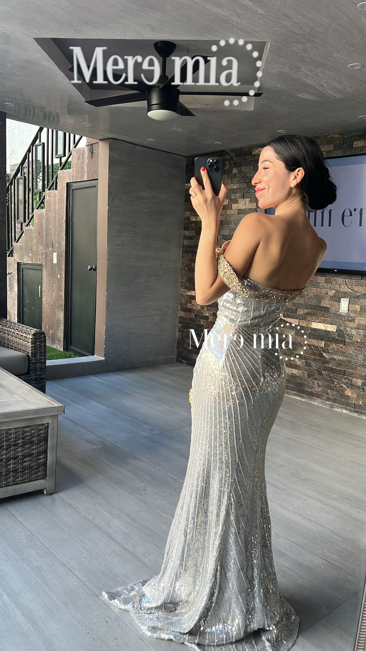 Vestido plata metálico largo