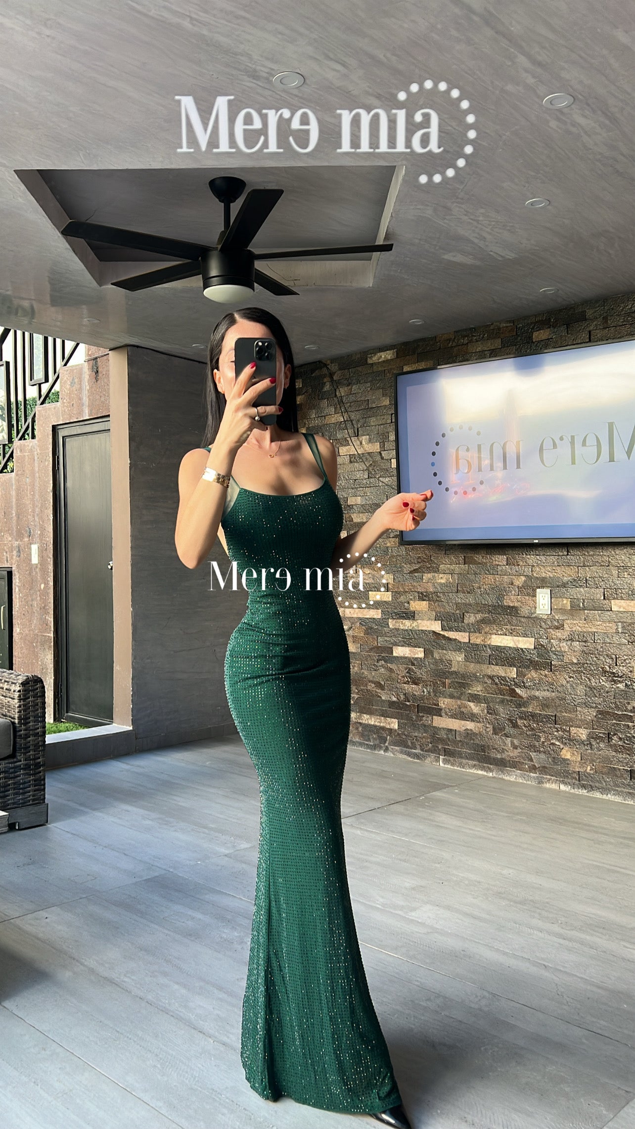 Vestido verde puntos malla