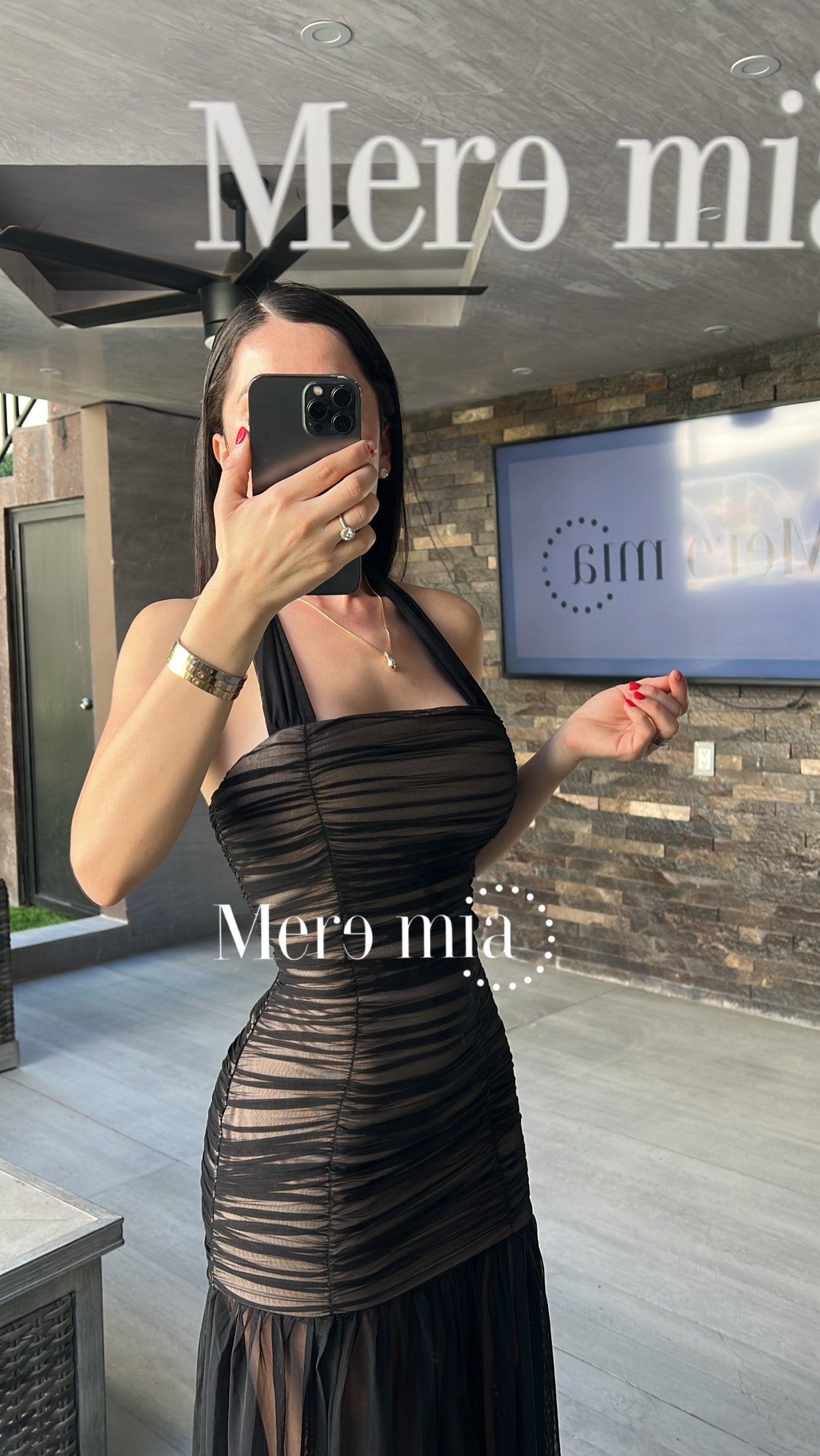 Vestido halter plisado largo