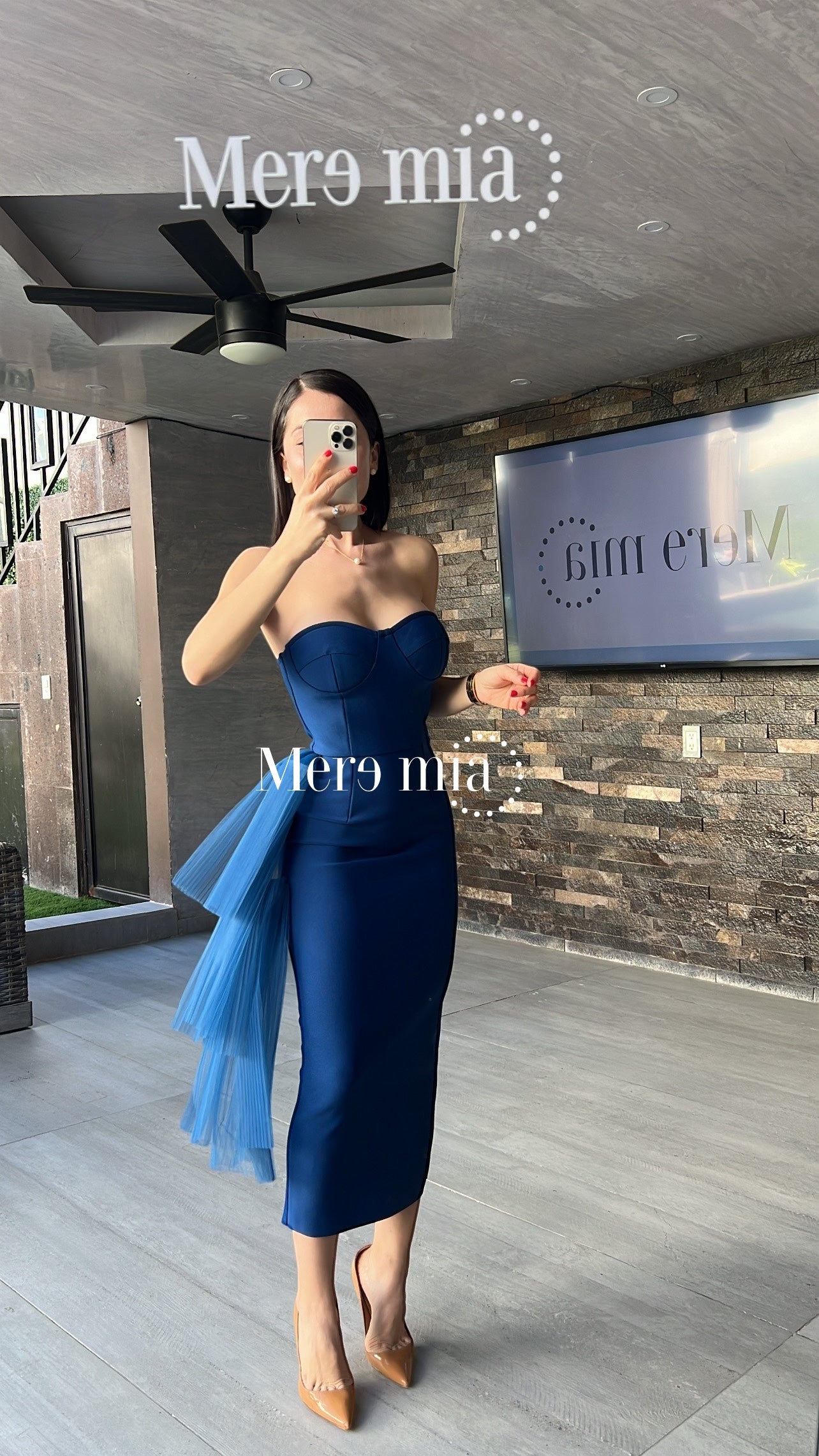 Vestido azul tul strapp