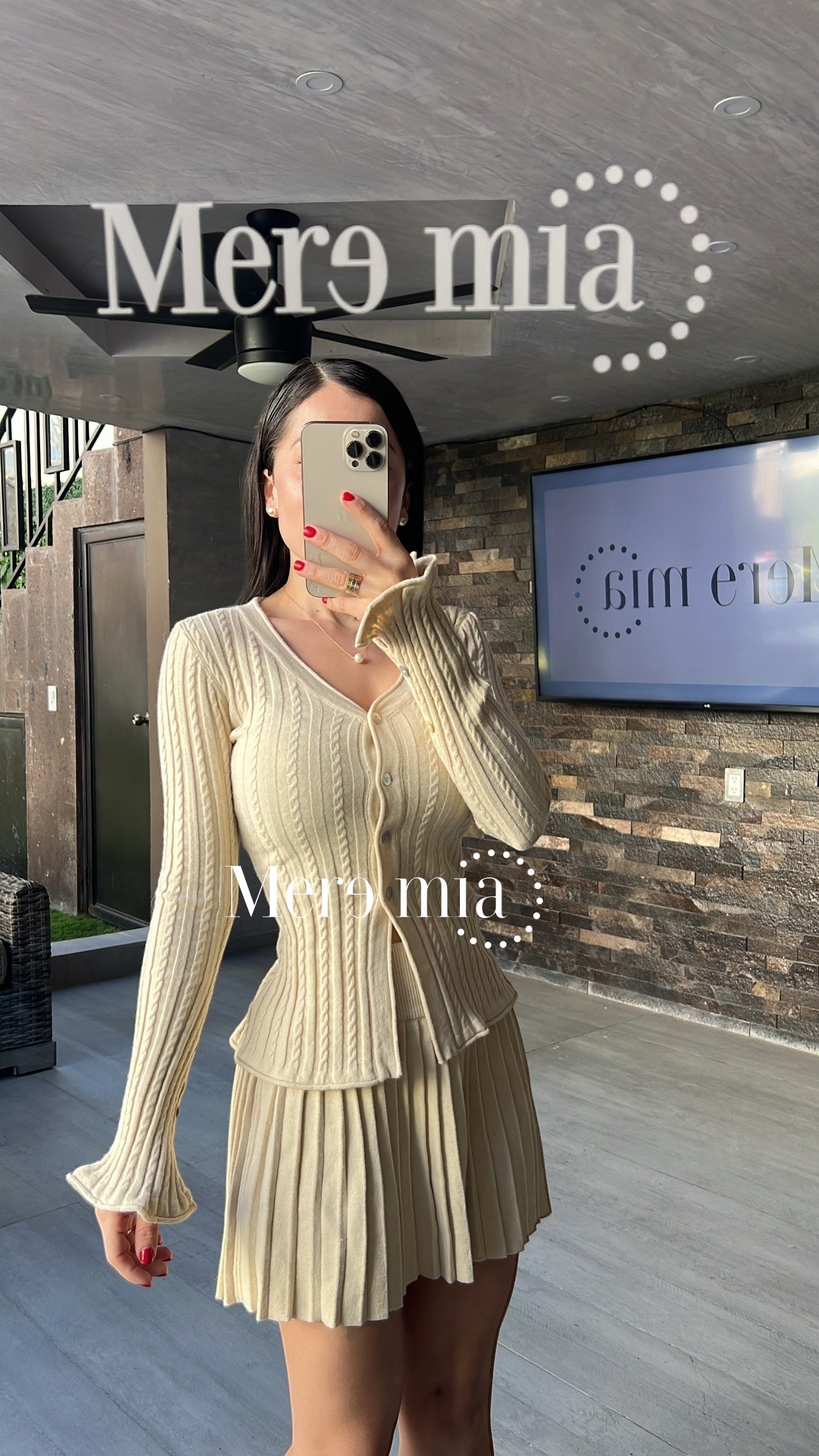 Conjunto beige rayado