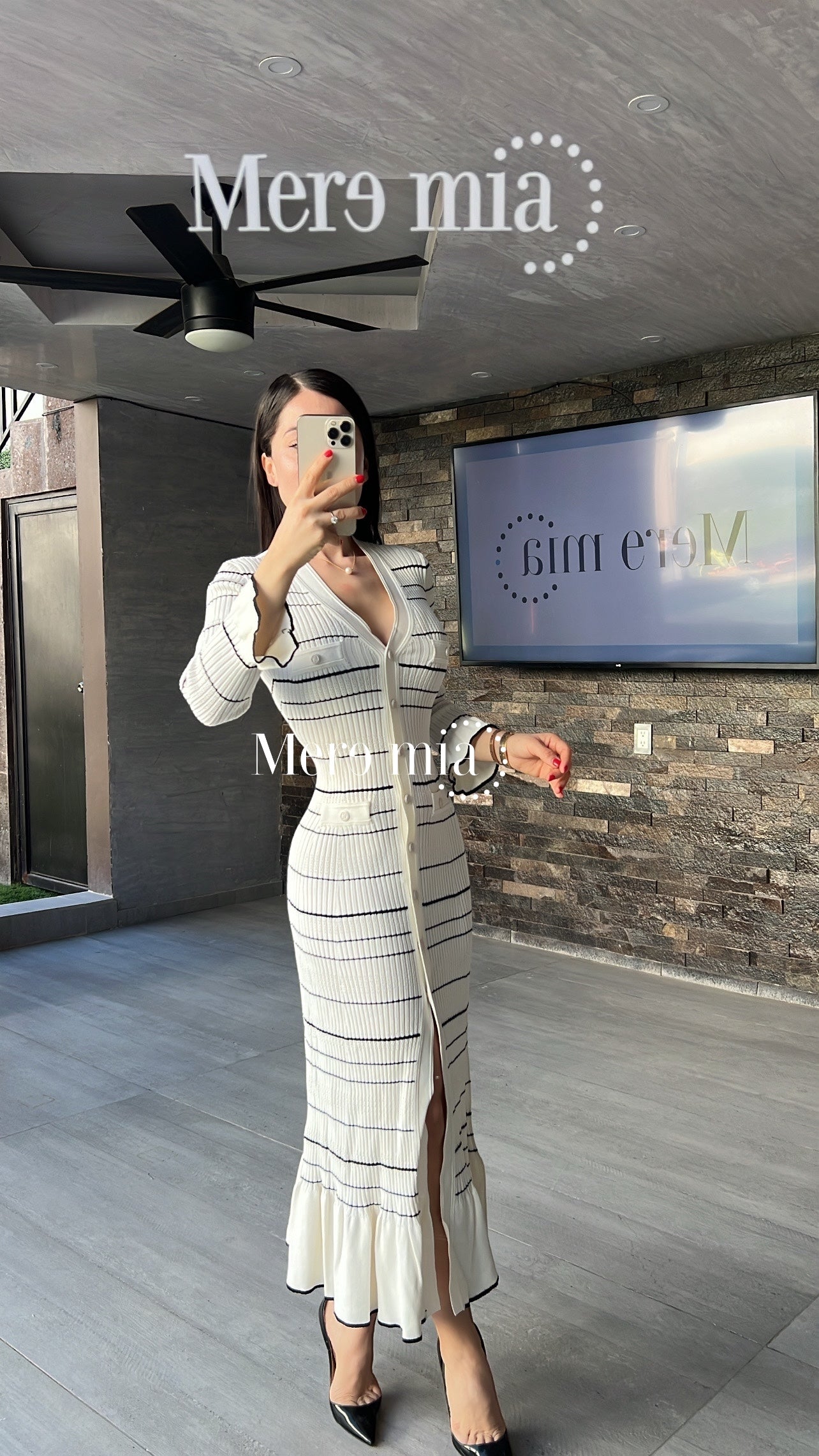 Vestido blanco rayas negras