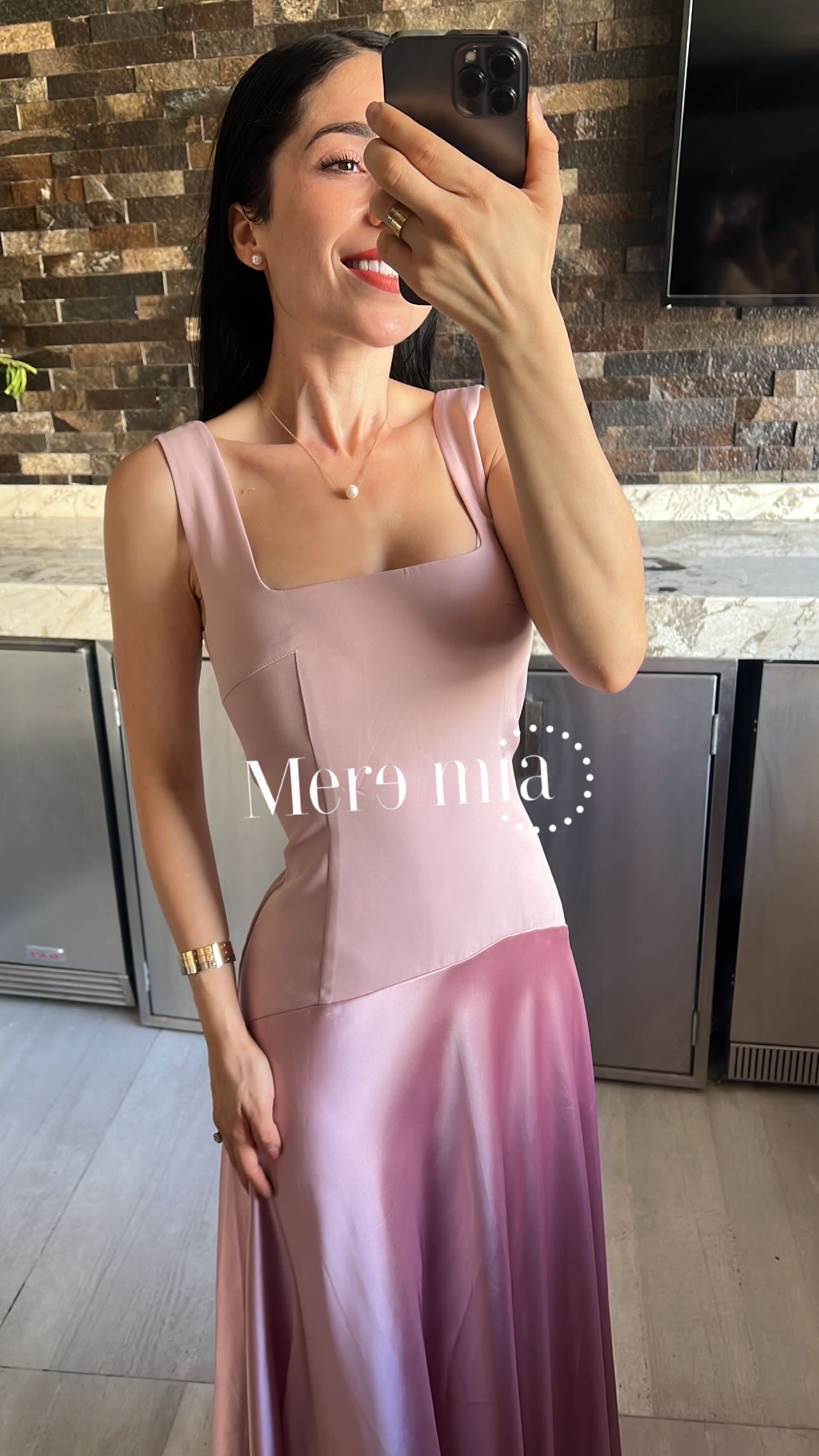 Vestido rosa sat largo