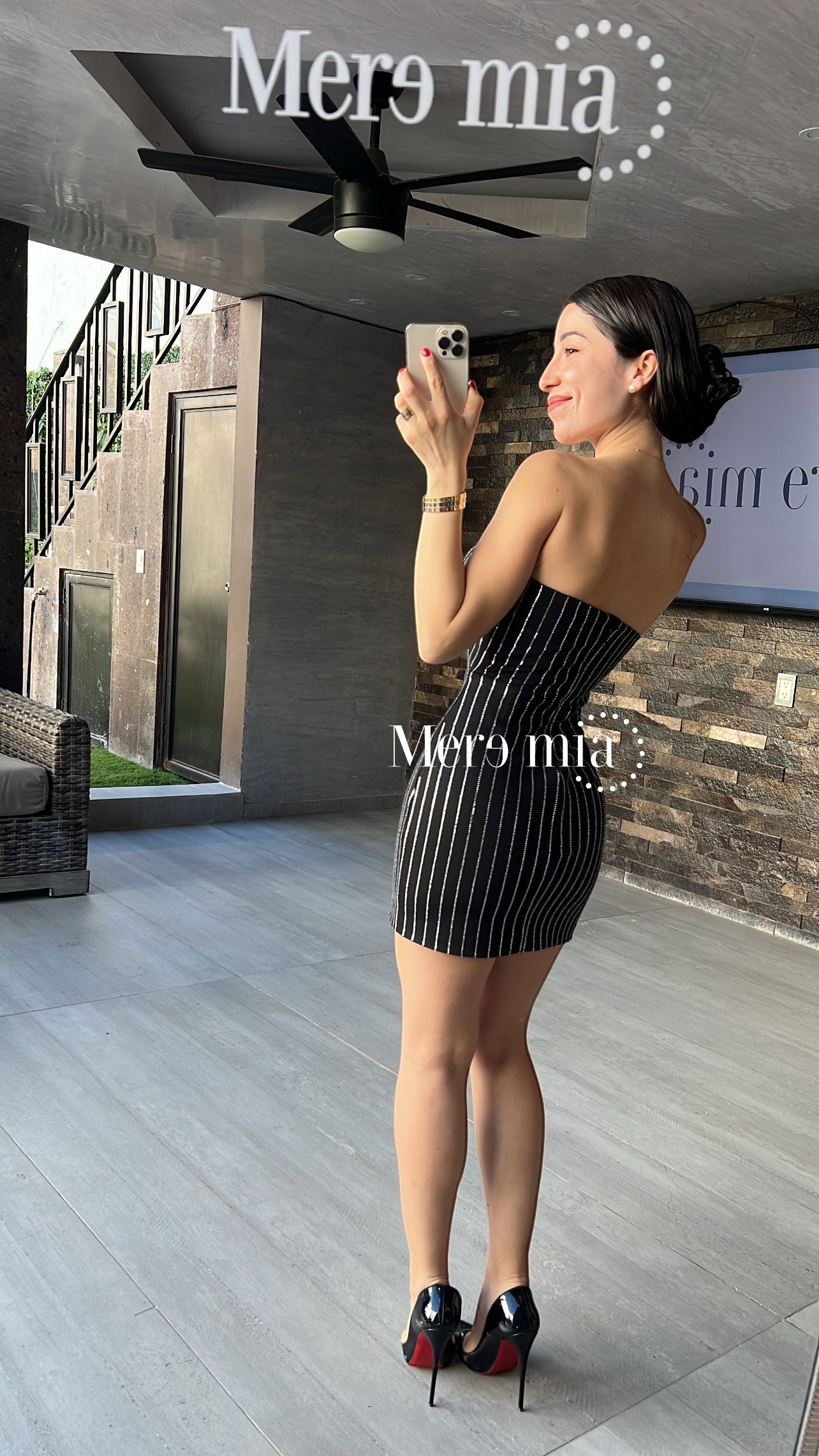 Vestido negro puntos rayas