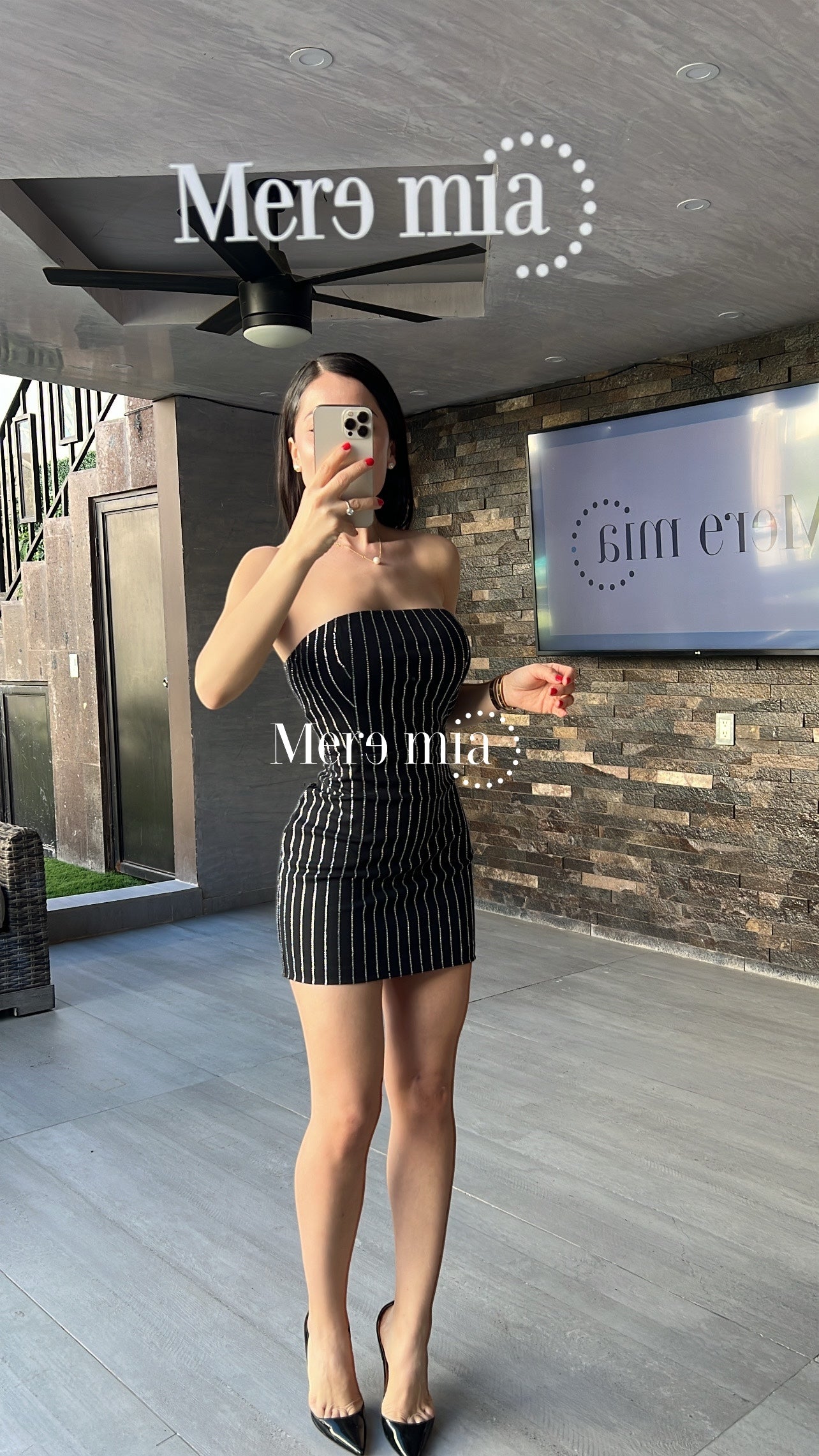 Vestido negro puntos rayas