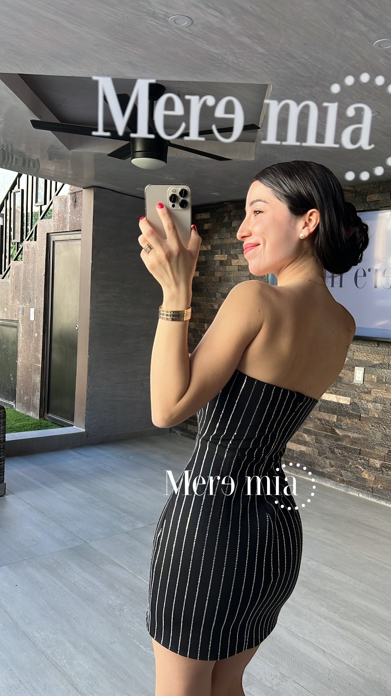 Vestido negro puntos rayas